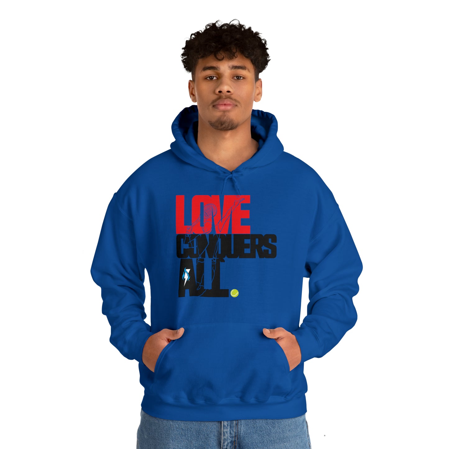 Tennis Love Conquers All Mens Hoodie
